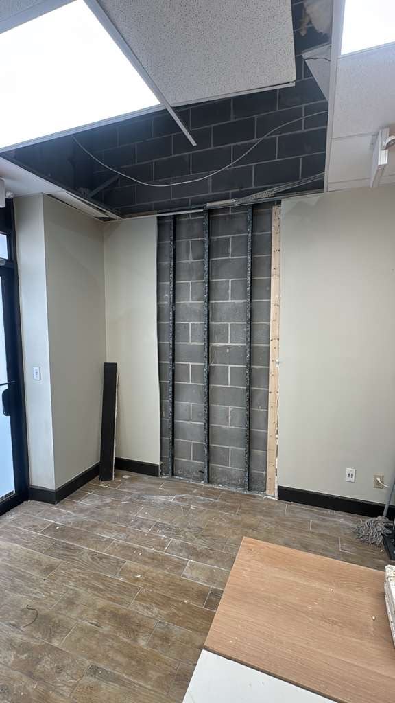 Sheetrock install, before